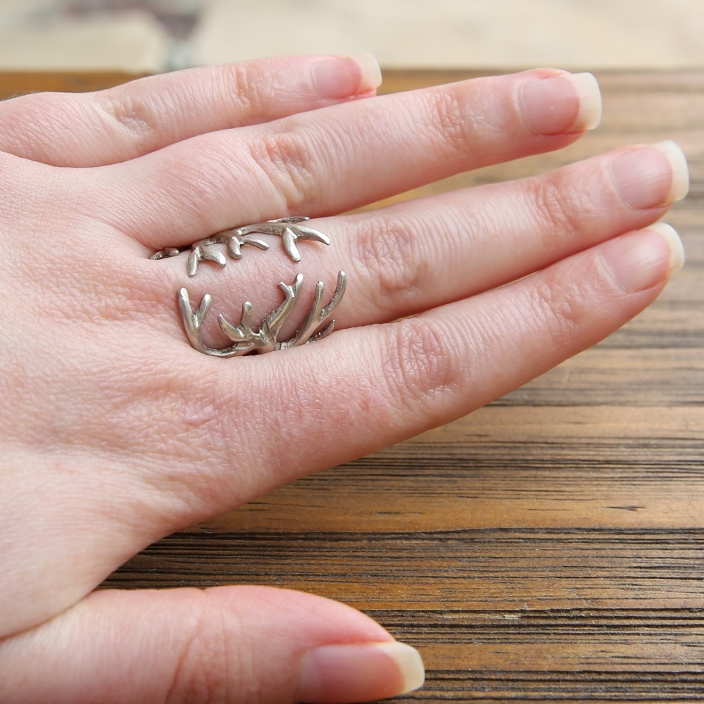 Sterling Adjustable Antlers Ring - image 5